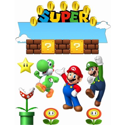 Jedlý tisk SUPER MARIO ● materiál: FONDÁNOVÝ DECORLIST ✴️ – Hledejceny.cz