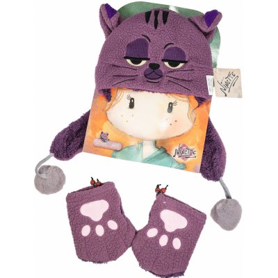 Karactermania Forever Ninette sada čepice s rukavicemi fialová kočičí