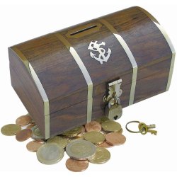 Pokladničky SEA CLUB Dřevěná truhla box kasička pokladnička na mince 9005