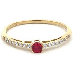 Beny Jewellery Zlatý Prsten s Červeným Kamenem 7131782