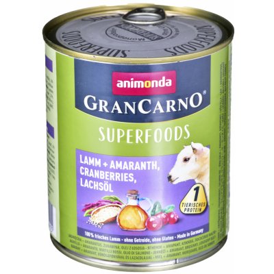 Animonda GranCarno Superfoods příchuť: jehněčí amarantový brusinkový lososový olej 0,8 kg – Zbozi.Blesk.cz