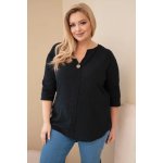 Kesi dámská bavlněná halenka s výstřihem na knoflíky černá – Sleviste.cz