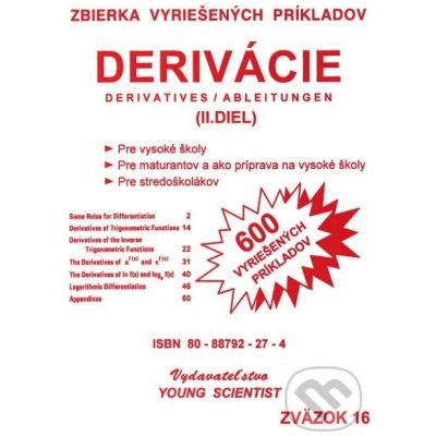 Derivácie II.diel - Zbierka vyriešených píkladov - Marián Olejár, Iveta Olejárová – Hledejceny.cz