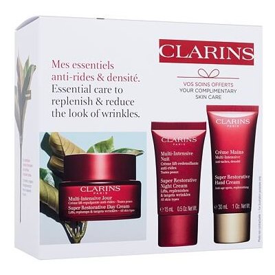 Clarins Super Restorative denní pleťový krém Super Restorative Day 50 ml + noční pleťový krém Super Restorative Night 15 ml + krém na ruce Super Restorative Hand Cream 30 ml dárková sada – Hledejceny.cz