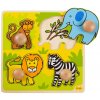 Dřevěná hračka Bigjigs Puzzle Úchyt Safari 4 ks