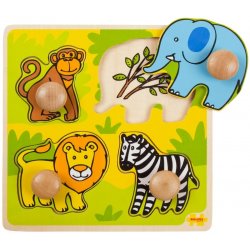 Bigjigs Puzzle Úchyt Safari 4 ks