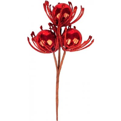 MagicHome Vetvička Vianoce, s guľami, červená, 22 cm – Hledejceny.cz