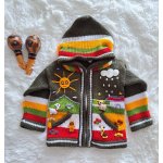 Dětský ručně vyšívaný svetr v Peru zelený zelená vojenská – Zboží Dáma