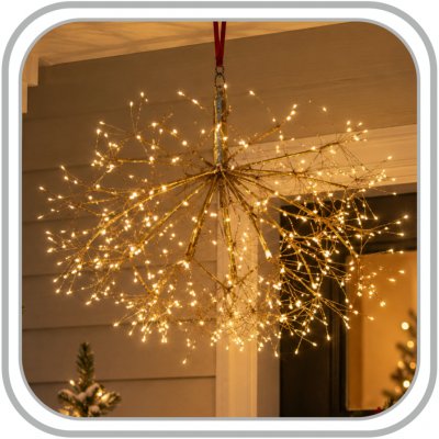Chomik Světelná dekorace zlaté jmelí 432LED, 50cm, teplé světlo, třpyt, IP44 – Hledejceny.cz