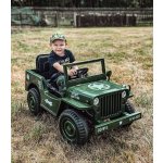 Mamido Dětský elektrický vojenský Jeep Willys 12V7Ah Army zelená – Sleviste.cz