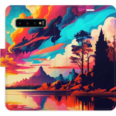 Pouzdro iSaprio Flip s kapsičkami na karty - Colorful Mountains 02 Samsung Galaxy S10