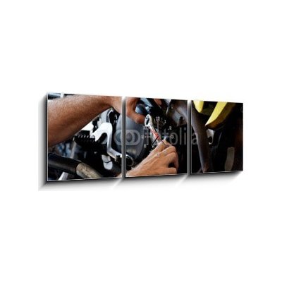 Obraz s hodinami 3D třídílný - 150 x 50 cm - handyman tools ruční nástroje – Hledejceny.cz