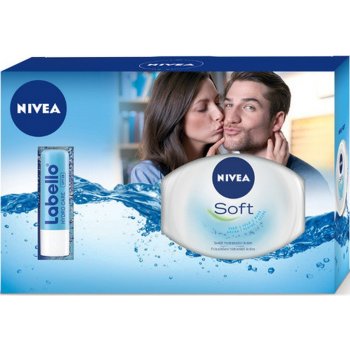 Nivea Labello Hydro Care hydratační balzám na rty 4,8 g + Soft svěží hydratační krém 250 ml dárková sada