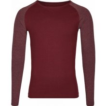 Módní unisex tričko s dlouhými kontrastními rukávy Miners Mate vínové triko s melírovými rukávy MY210