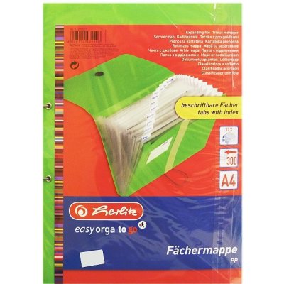 Herlitz Spisové desky easy orga A4 s 12dílným organizérem, zelené – Sleviste.cz