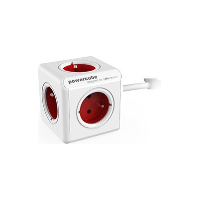 Allocacoc PowerCube napájecí prodlužovačka 1,5 m 5 AC zásuvky / AC zásuvek Vnitřní Červená, Bílá