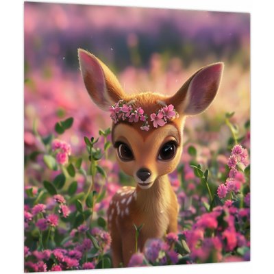 Skleněný obraz - Roztomilá srnečka, jednodílný 30x30 cm na skle – Sleviste.cz