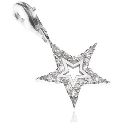 Šperky eshop Přívěsek na náramek ze stříbra 925 třpytivá hvězda s výsekem Y46.13