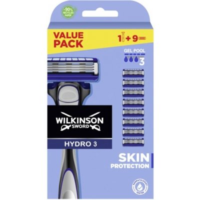 Wilkinson Sword Hydro 3 Skin Protection strojek + náhradní břity 9 ks