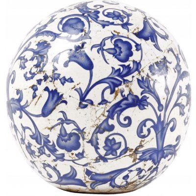 Esschert Design Dekorativní keramická koule do zahrady bílo-modrá, vintage ornament – Hledejceny.cz