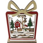 Z-trade Vánoční dřevěná dekorace Dáreček s glitrem, 21 x 15 cm – Hledejceny.cz