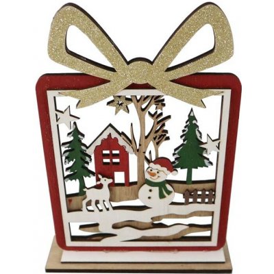 Z-trade Vánoční dřevěná dekorace Dáreček s glitrem, 21 x 15 cm – Hledejceny.cz