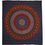 BOB Batik přehoz na postel indický Mandala Flower modro fialový bavlna King size Dvoulůžko 225 x 205 cm – Sleviste.cz