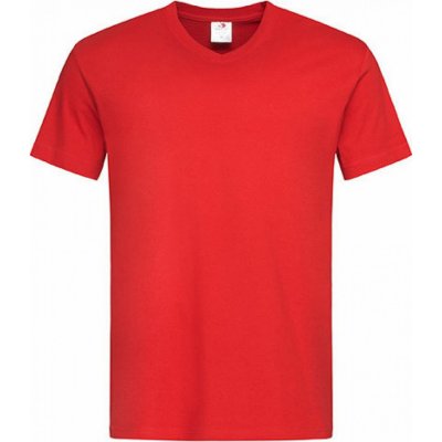 Stedman Pohodlné pánské triko s výstřihem do véčka červená skarletová