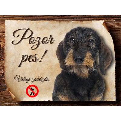 Sport hobby Cedulka Jezevčík černý drsnosrstý Pozor pes zákaz CP916 20 x 15 cm – Zbozi.Blesk.cz