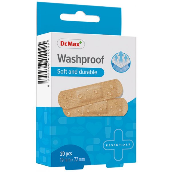 Náplast Dr.Max Washproof Soft and durable 19 mm x 72 mm náplast 20 ks