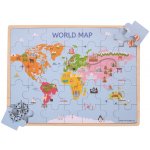 Bigjigs Dřevěné Mapa světa 35 dílků – Zboží Mobilmania