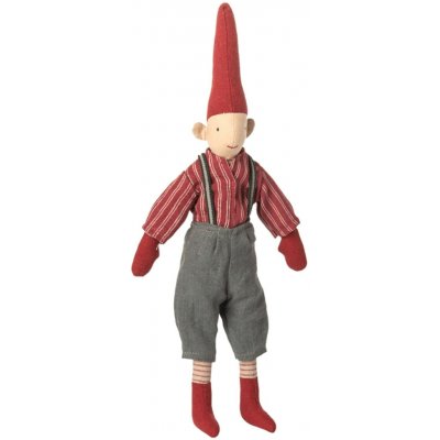 Maileg Vánoční skřítek Pixy Red checkered shirt Size 1 – Boy, červená barva, textil – Zboží Dáma