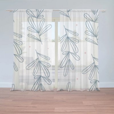 Sablio Záclony Modré lístky: 2ks 150x250cm – Hledejceny.cz
