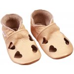 Evtodi kožené capáčky s koženou podrážkou zlaté se srdíčky zlatá – Sleviste.cz