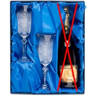Bohemia Crystal Šampus set lahev sektu a 2 ks broušených skleniček 150 ml – Zboží Mobilmania