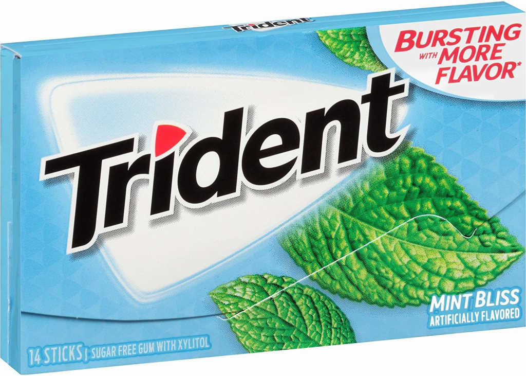 Мятная жвачка. Trident Gum Mint. Ментоловые пластинки. Мятные пластины.