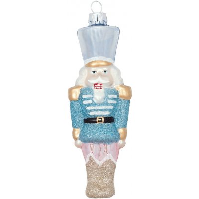 GREEN GATE Vánoční ozdoba Nutcracker Pale blue glitter 15 cm modrá barva sklo – Hledejceny.cz