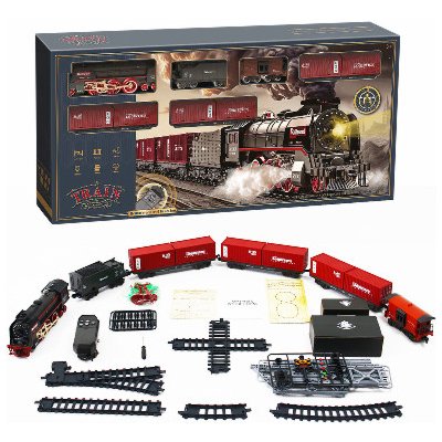 SET Elektrická vláčkodráha Parní lokomotiva s kouřem, světlem a zvukem na baterie – Zboží Dáma