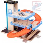 WOODY DŘEVO Garáž 2 patra parkovací dům s výtahem set se 2 autíčky – Zboží Mobilmania