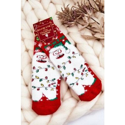 Kesi Dětské vánoční bavlněné termoaktivní ponožky Yeti Červene
