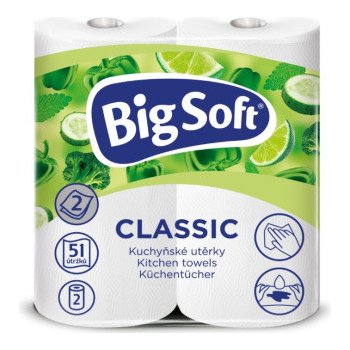 Big Soft Classic 2 vrstvy kuchyňské papírové utěrky, 2 x 51 útržků, 2 role