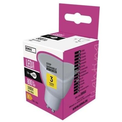 Emos LED žárovka Classic MR16 GU10 7 W 60 W 800 lm teplá bílá stmívatelná ZQ8155S – Zboží Živě