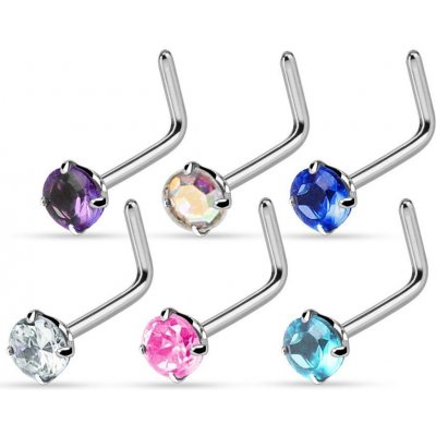 Šperky4U zahnutý piercing do nosu zirkon N01152-C – Zboží Mobilmania