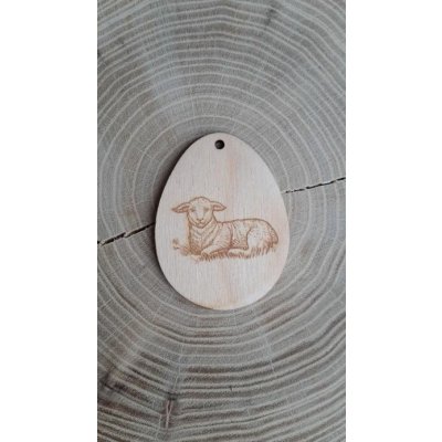 Velikonoční Vajíčko dřevěné Ovečka gravírovaná 6 x 5 cm – Hledejceny.cz
