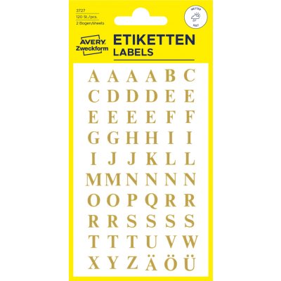 Avery Zweckform 3727 Samolepicí písmena, 7,5 mm, 120 ks, zlatá na čiré fólii – Hledejceny.cz