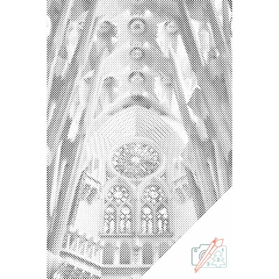 Vymalujsisam.cz Tečkování - Sagrada Família pohled zevnitř Velikost: 40x60cm, Rámování: Na dřevěné desce, Barva teček: Červená – Hledejceny.cz