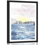 Plakát s paspartou kreslená krajina - 60x90 black – Hledejceny.cz