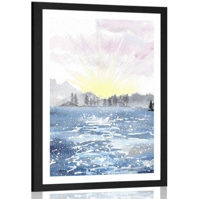 Plakát s paspartou kreslená krajina - 60x90 black – Hledejceny.cz