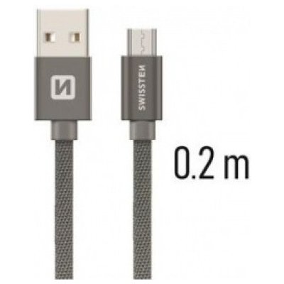 Swissten 71522102 USB - micro USB, 0,2m, šedý – Zboží Mobilmania
