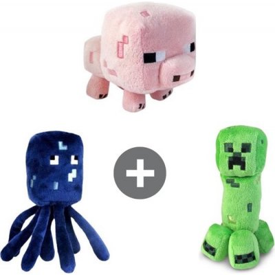 Jazwares Minecraft zvířátka sada 3 kusů Creeper/Pig/Octopus cca 22 cm – Zbozi.Blesk.cz